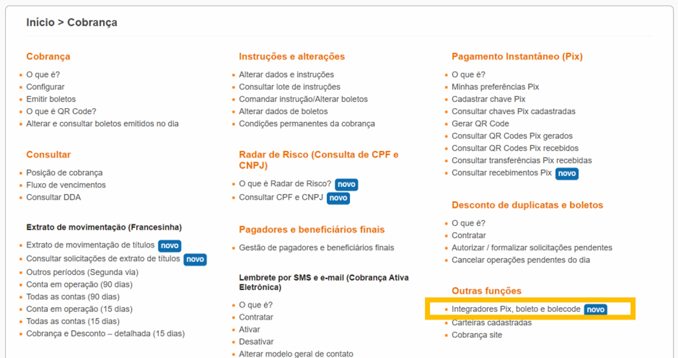 Passo 2 – Integradores PIX