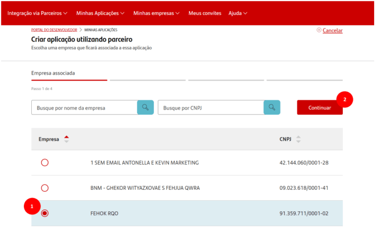 Passo 5 – Seleção da empresa associada